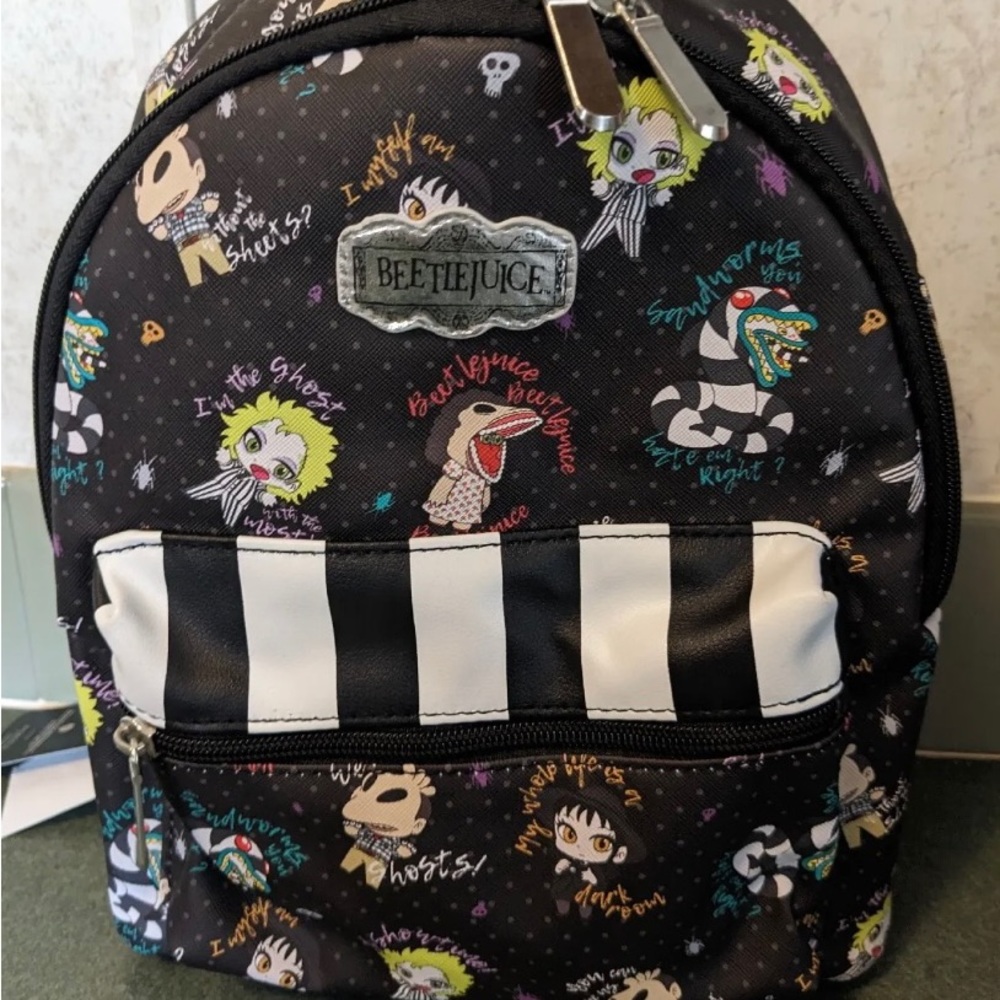 Beetlejuice Mini Backpack Horror Comedy Movie Lydia Sandworms by Bioworld OSFA